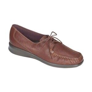 SAS Women's 10.5 W Petra Leather Orthopedic Lace Up Moccasins in Mulch NEW USA